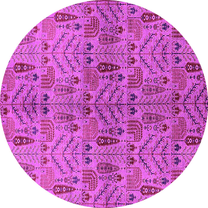 Round Machine Washable Oriental Pink Industrial Rug, wshurb1106pnk