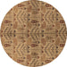 Round Oriental Brown Industrial Rug, urb1106brn