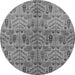 Round Oriental Gray Industrial Rug, urb1106gry