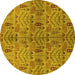 Round Oriental Yellow Industrial Rug, urb1106yw