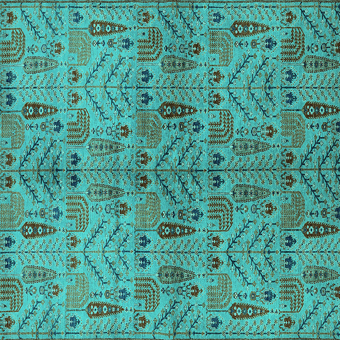 Square Oriental Turquoise Industrial Rug, urb1106turq