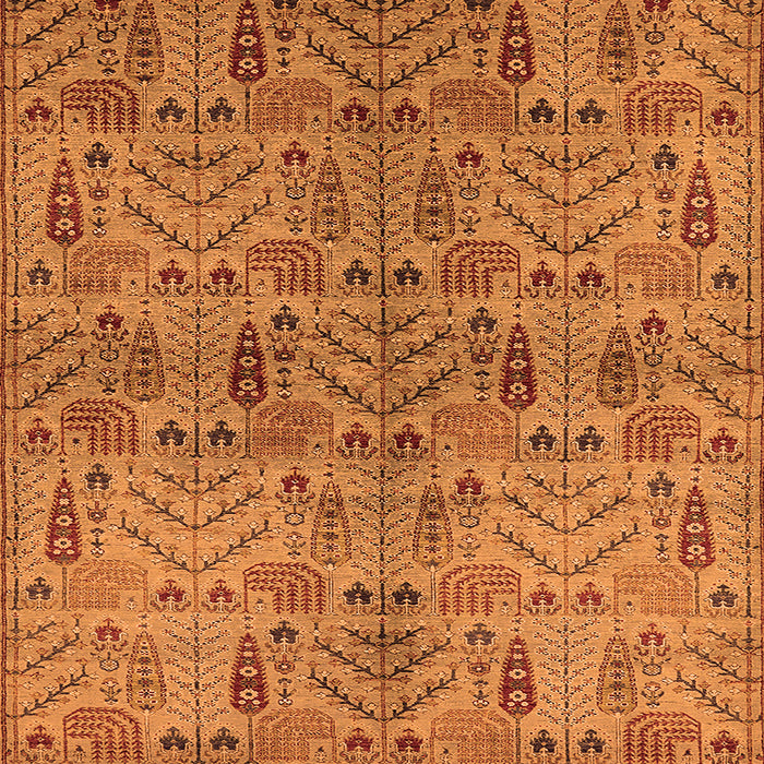 Square Machine Washable Oriental Orange Industrial Area Rugs, wshurb1106org