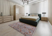 Mid-Century Modern Chestnut Brown Oriental Rug in a Bedroom, urb1106