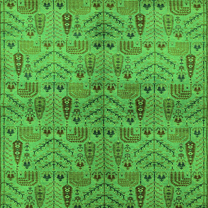 Square Oriental Green Industrial Rug, urb1106grn