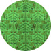 Round Oriental Green Industrial Rug, urb1106grn