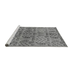 Sideview of Machine Washable Oriental Gray Industrial Rug, wshurb1106gry