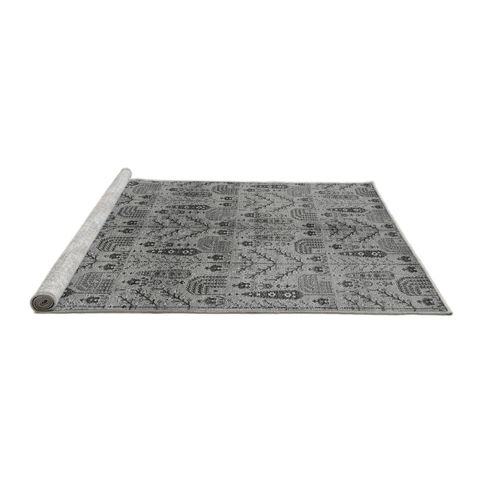 Sideview of Machine Washable Oriental Gray Industrial Rug, wshurb1106gry
