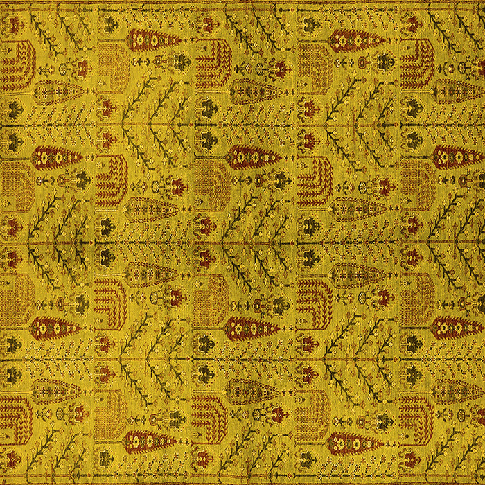 Square Machine Washable Oriental Yellow Industrial Rug, wshurb1106yw