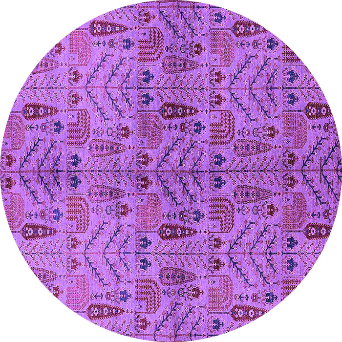 Round Machine Washable Oriental Purple Industrial Area Rugs, wshurb1106pur