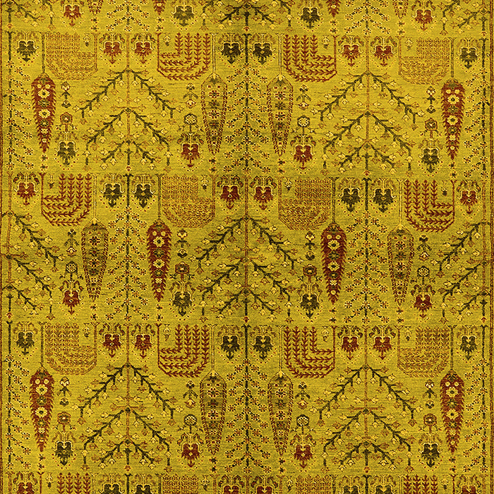 Machine Washable Oriental Yellow Industrial Rug, wshurb1106yw
