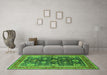 Machine Washable Oriental Green Industrial Area Rugs in a Living Room,, wshurb1107grn