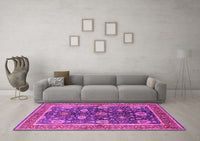 Machine Washable Oriental Pink Industrial Rug, wshurb1107pnk