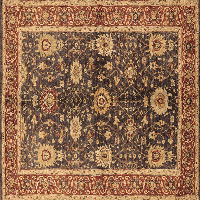 Square Machine Washable Oriental Brown Industrial Rug, wshurb1107brn