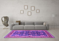 Machine Washable Oriental Purple Industrial Rug, wshurb1107pur