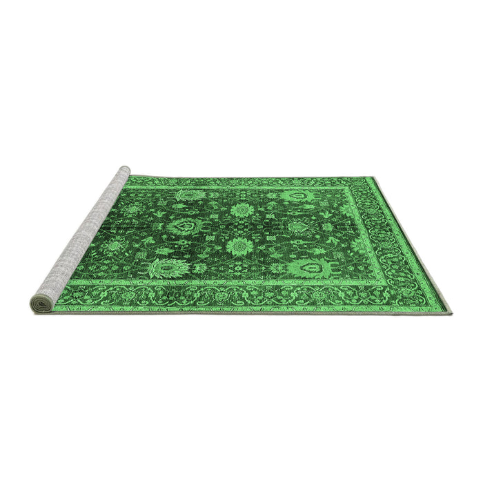 Sideview of Machine Washable Oriental Emerald Green Industrial Area Rugs, wshurb1107emgrn