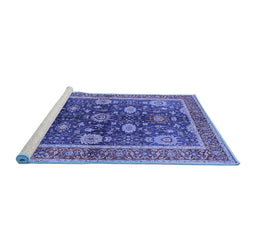 Sideview of Machine Washable Oriental Blue Industrial Rug, wshurb1107blu