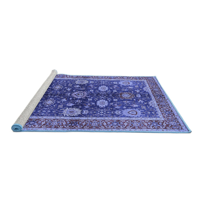 Sideview of Machine Washable Oriental Blue Industrial Rug, wshurb1107blu