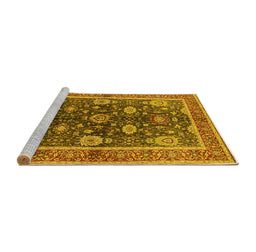 Sideview of Machine Washable Oriental Yellow Industrial Rug, wshurb1107yw