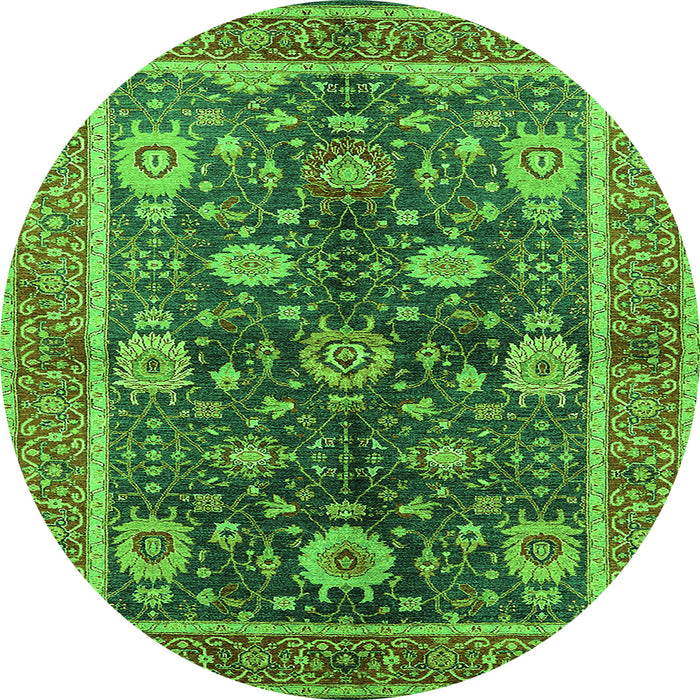 Round Oriental Green Industrial Rug, urb1107grn