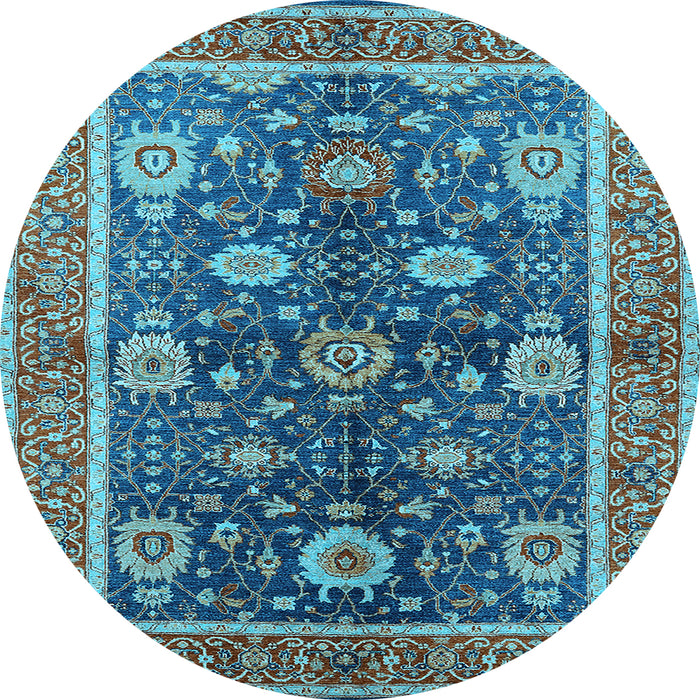 Round Oriental Light Blue Industrial Rug, urb1107lblu