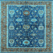 Square Oriental Light Blue Industrial Rug, urb1107lblu