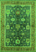 Machine Washable Oriental Green Industrial Area Rugs, wshurb1107grn