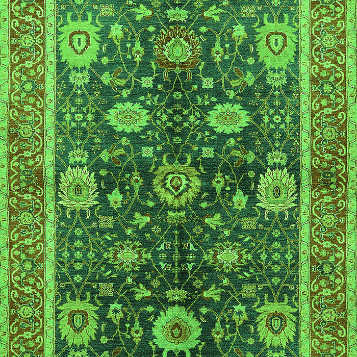 Machine Washable Oriental Green Industrial Area Rugs, wshurb1107grn