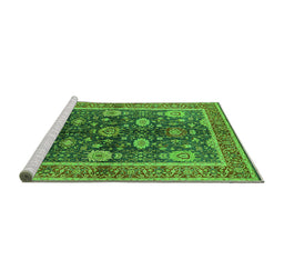 Sideview of Machine Washable Oriental Green Industrial Area Rugs, wshurb1107grn