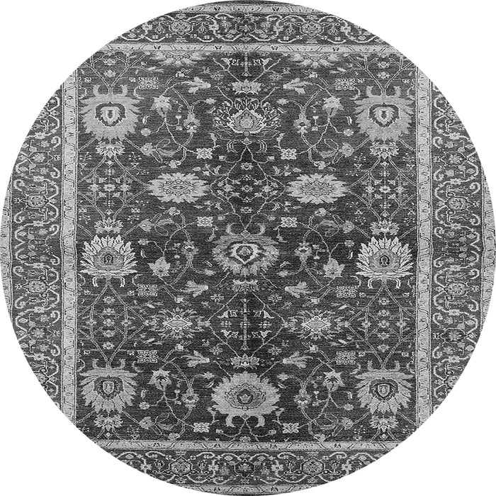 Round Oriental Gray Industrial Rug, urb1107gry