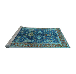 Sideview of Machine Washable Oriental Light Blue Industrial Rug, wshurb1107lblu