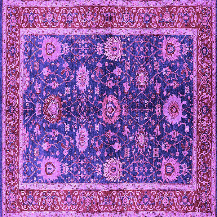 Square Machine Washable Oriental Purple Industrial Area Rugs, wshurb1107pur