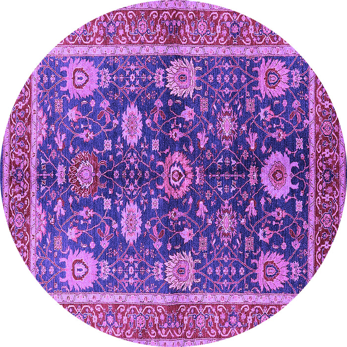 Round Machine Washable Oriental Purple Industrial Area Rugs, wshurb1107pur