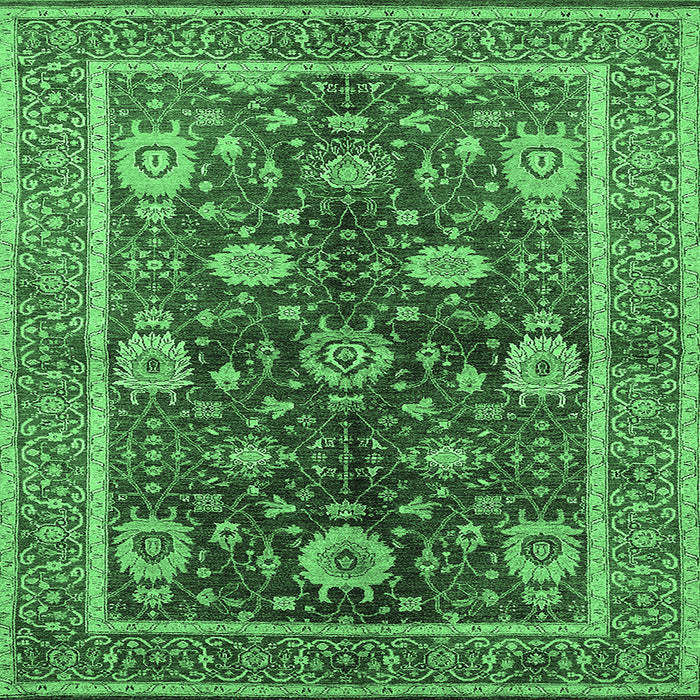 Square Machine Washable Oriental Emerald Green Industrial Area Rugs, wshurb1107emgrn