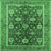 Square Machine Washable Oriental Emerald Green Industrial Area Rugs, wshurb1107emgrn