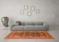 Machine Washable Oriental Orange Industrial Rug, wshurb1107org