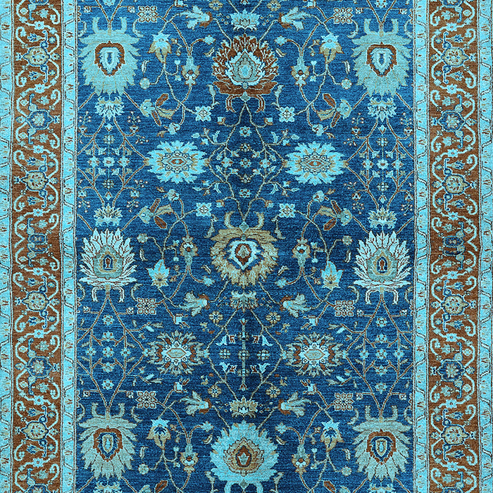 Machine Washable Oriental Light Blue Industrial Rug, wshurb1107lblu