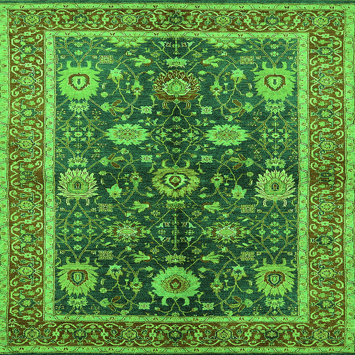 Square Machine Washable Oriental Green Industrial Area Rugs, wshurb1107grn