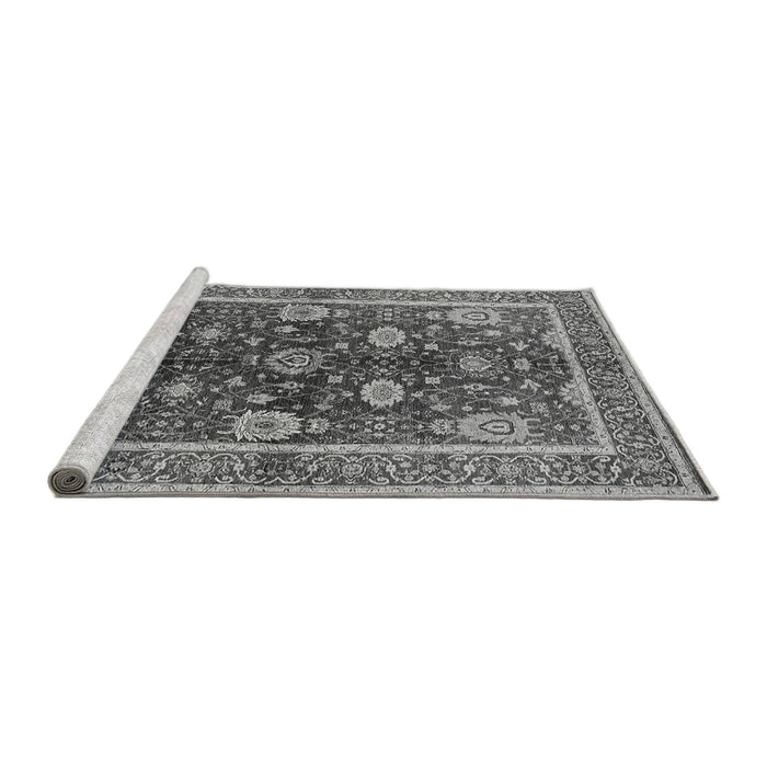 Sideview of Machine Washable Oriental Gray Industrial Rug, wshurb1107gry