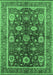 Machine Washable Oriental Emerald Green Industrial Area Rugs, wshurb1107emgrn