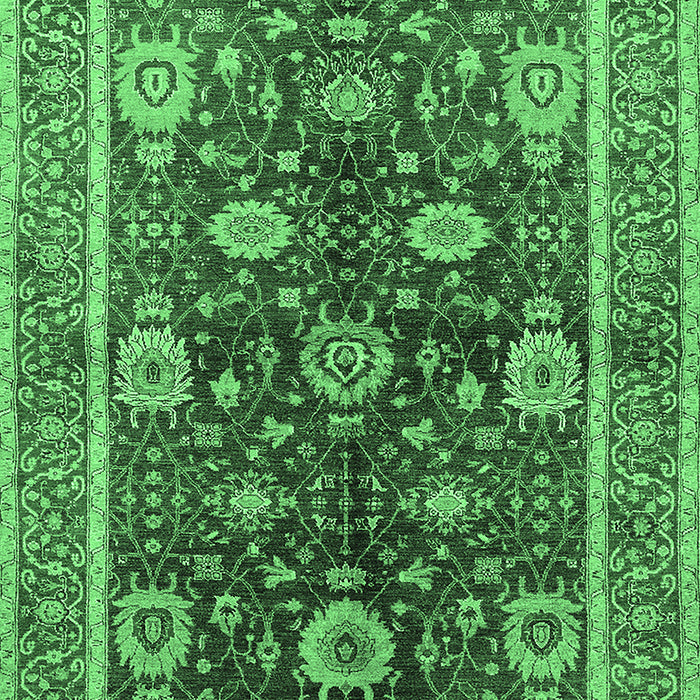 Machine Washable Oriental Emerald Green Industrial Area Rugs, wshurb1107emgrn