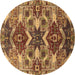 Round Oriental Brown Industrial Rug, urb1108brn