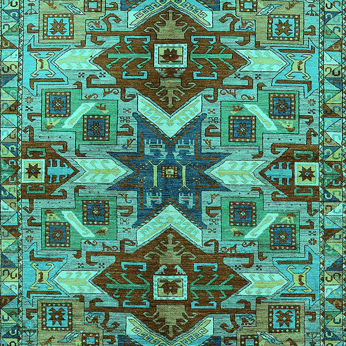 Machine Washable Oriental Turquoise Industrial Area Rugs, wshurb1108turq