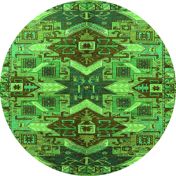 Round Oriental Green Industrial Rug, urb1108grn
