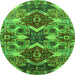 Round Oriental Green Industrial Rug, urb1108grn