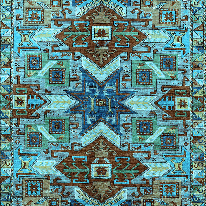 Machine Washable Oriental Light Blue Industrial Rug, wshurb1108lblu