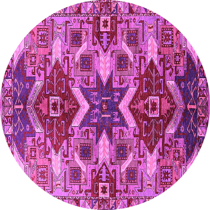 Round Oriental Pink Industrial Rug, urb1108pnk