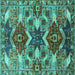 Square Oriental Turquoise Industrial Rug, urb1108turq