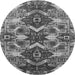 Round Oriental Gray Industrial Rug, urb1108gry