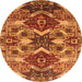 Round Oriental Orange Industrial Rug, urb1108org