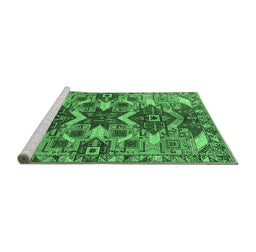 Sideview of Machine Washable Oriental Emerald Green Industrial Area Rugs, wshurb1108emgrn